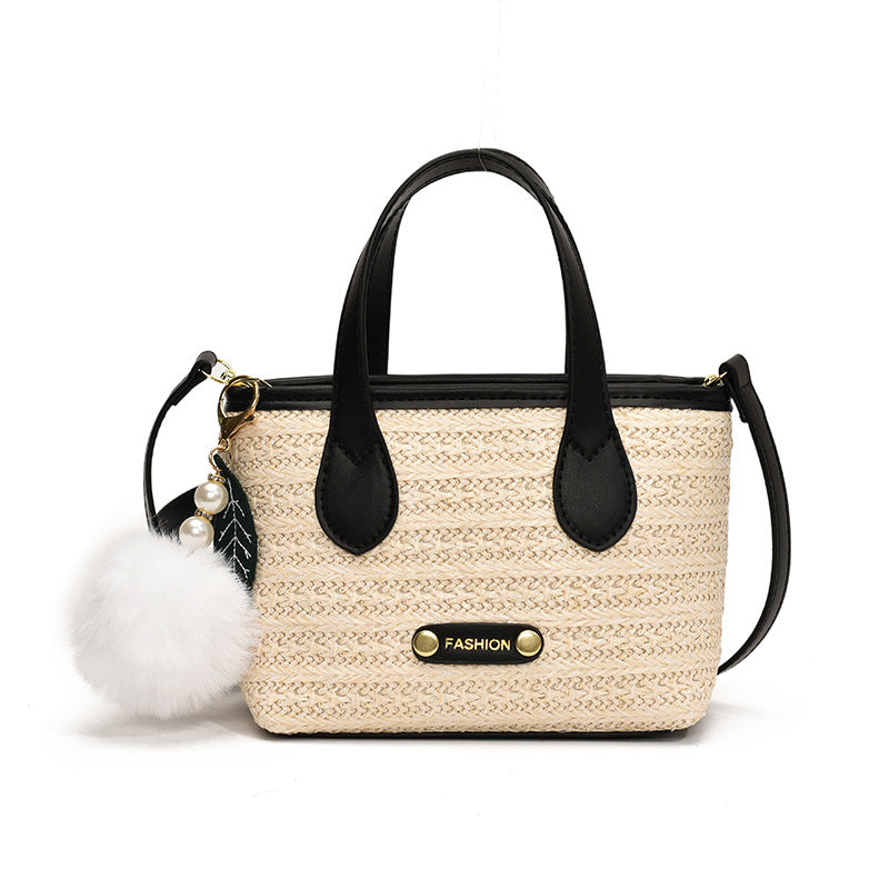 Colorful Woven Bucket Bag Stylish Casual Straw Handbag