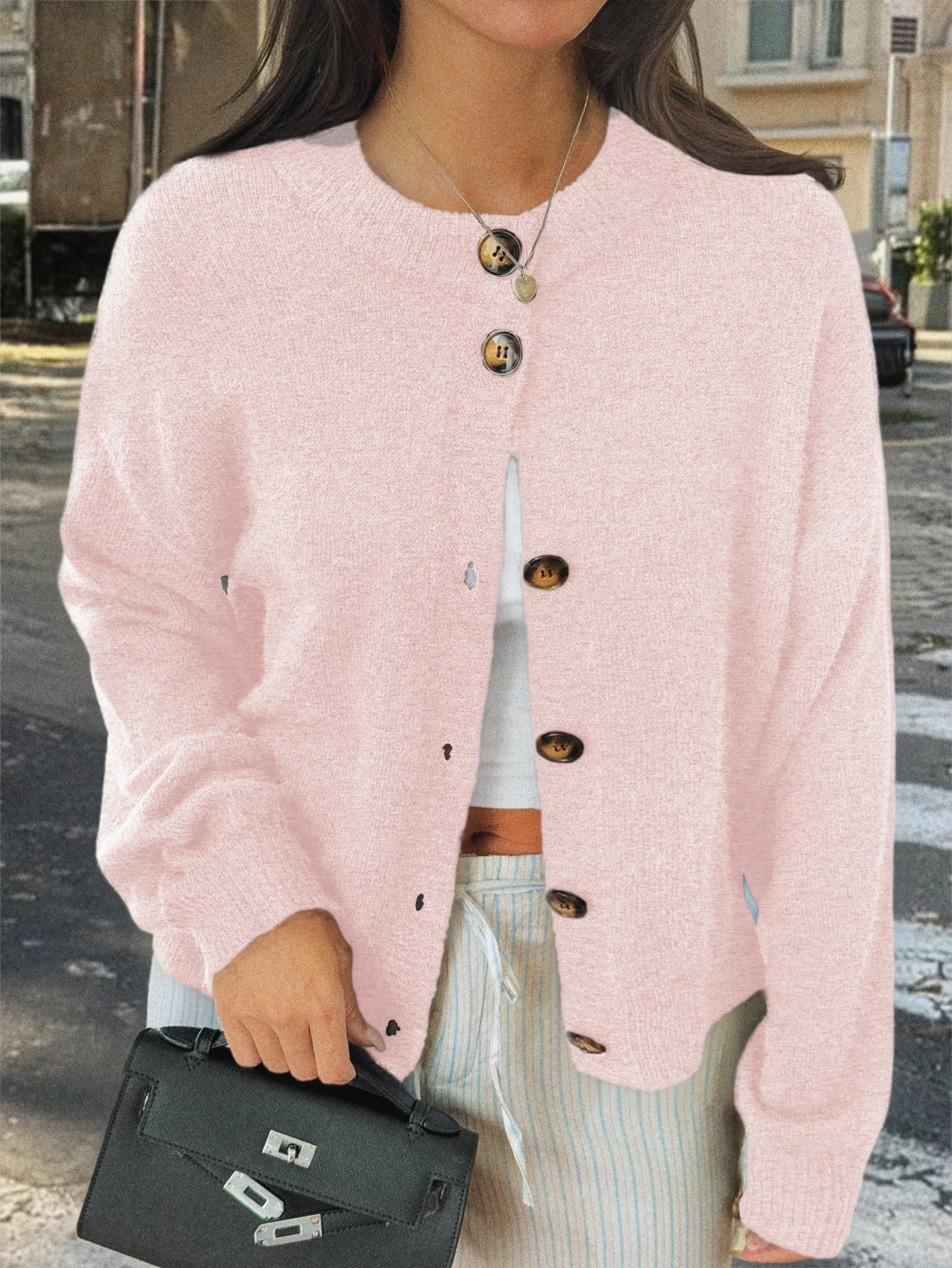 Minimalist Long Sleeve Button Down Knit Cardigan