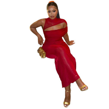 Trendy Solid Color Women鈥檚 Bodycon Asymmetrical Dress