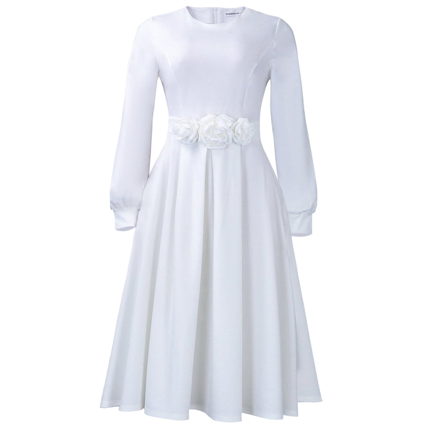 African Floral A-Line Dress Elegant Casual Long Sleeve