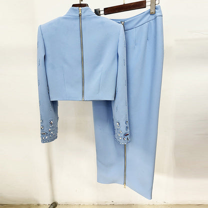 Beaded Short Sleeve Top And Long Skirt Set