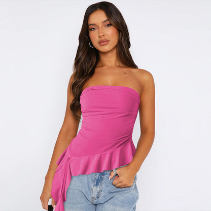 Y2K Slim Fit Fringe Crop Top for Women
