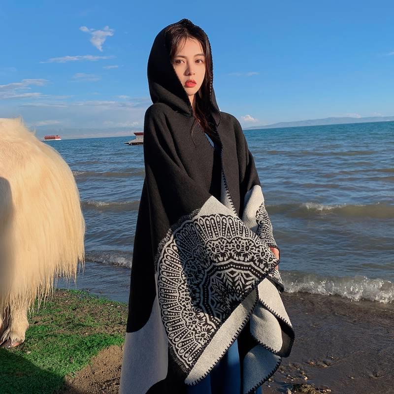 New Autumn And Winter Ethnic Scarf For Women Tibet Cloak Thickened Desert Cloak