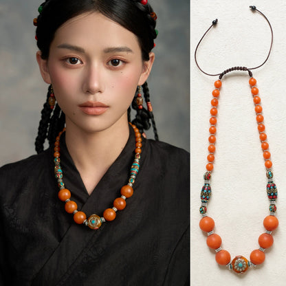 Tibetan Jewelry Necklace, Nepalese Necklace, Tibetan Xizang Beeswax Necklace