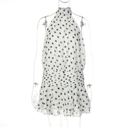 Trendy Polka Dot A-Line Dress with Backless Design