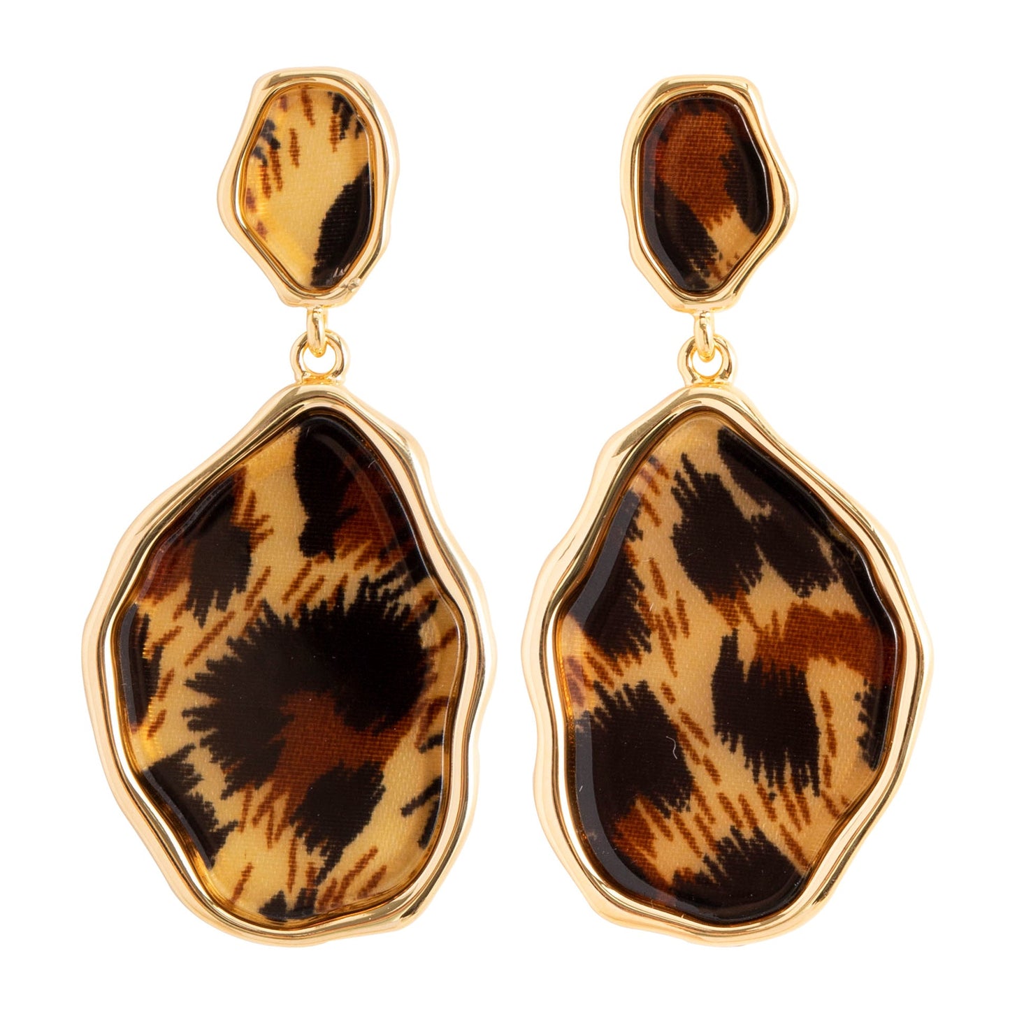 Geometric Leopard Print Drop Earrings Fashionable Alloy Jewelry