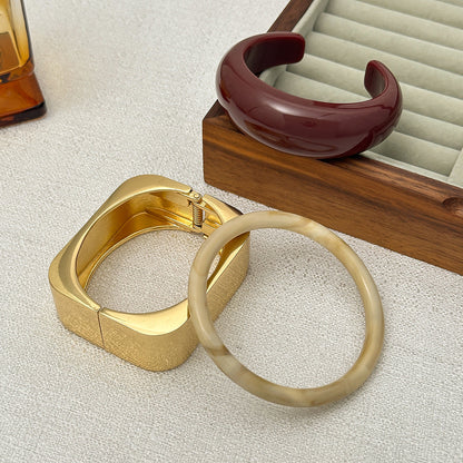 Trendy Metal Square Wide Cuff Bracelet for Women