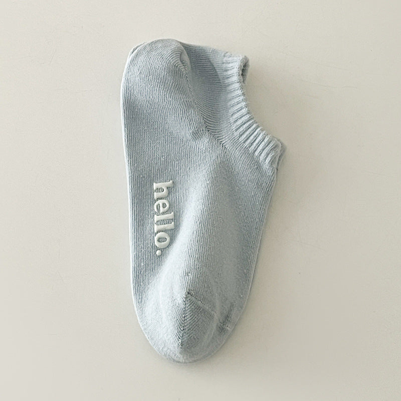 Candy Color Letter Simple Low Ankle Socks