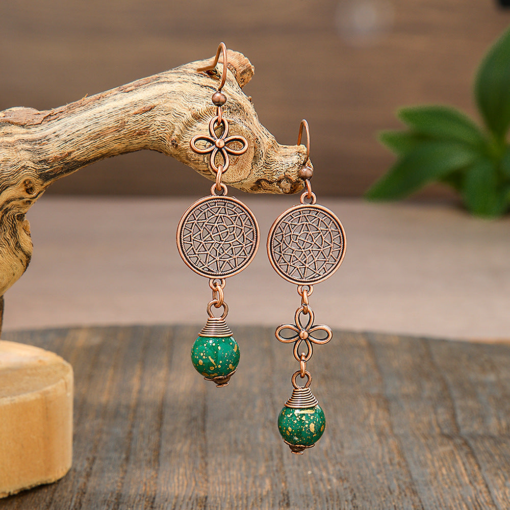 Elegant Vintage Leaf Dangle Earrings Zinc Alloy Art Design