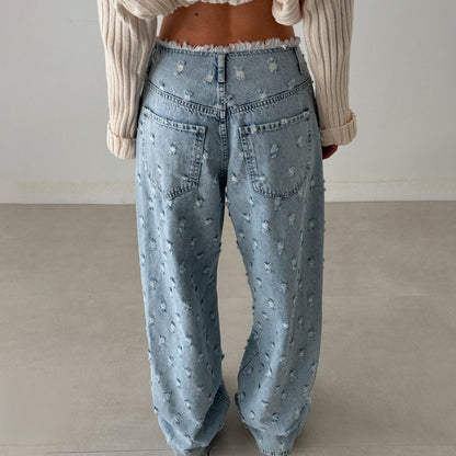 Ripped Distressed Raw Loose Jeans