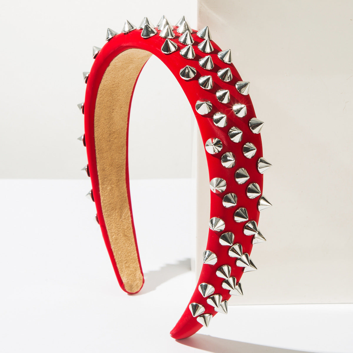 Trendy Wide Brim Leather Headband with Rivets