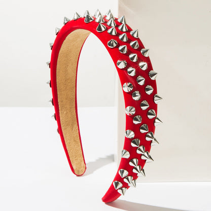 Trendy Wide Brim Leather Headband with Rivets