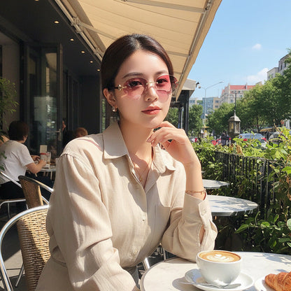 Oval Frame UV400 Sunglasses Fashionable Women's Outdoor Shades