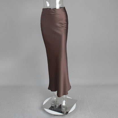 Mermaid Tail Satin Maxi Skirt Elegant Street Style