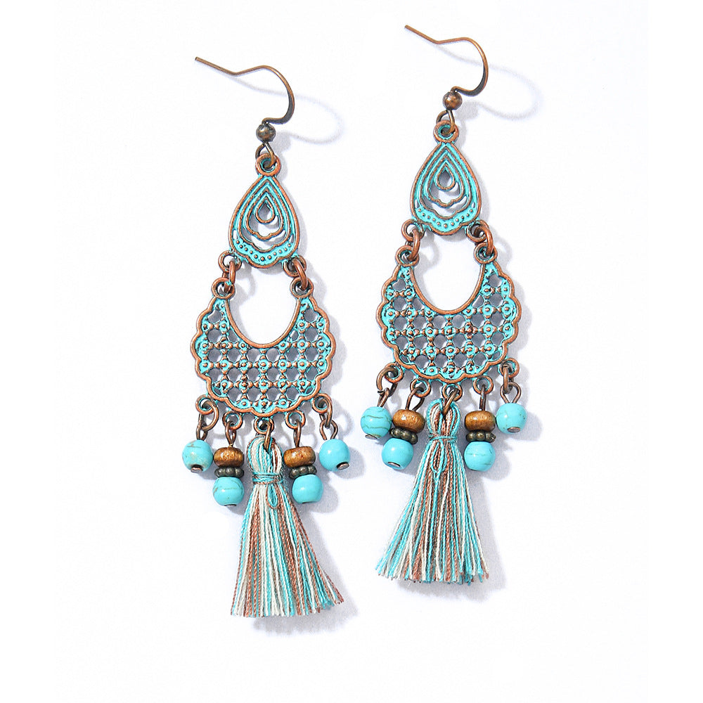 Bohemian Retro Tassel Earrings Vintage Style Travel Accessories