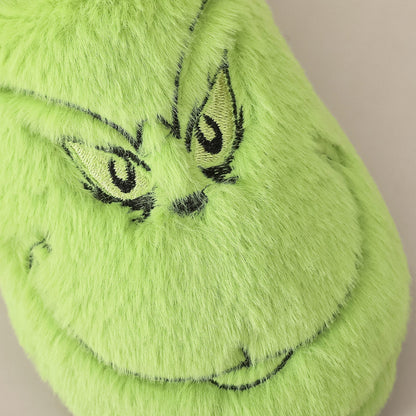 Funny Green Fuzzy Fur Warm Winter Slippers
