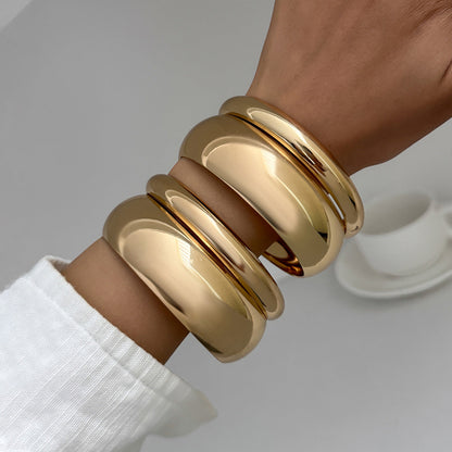 Trendy Metal Geometric Cuff Bracelet Set