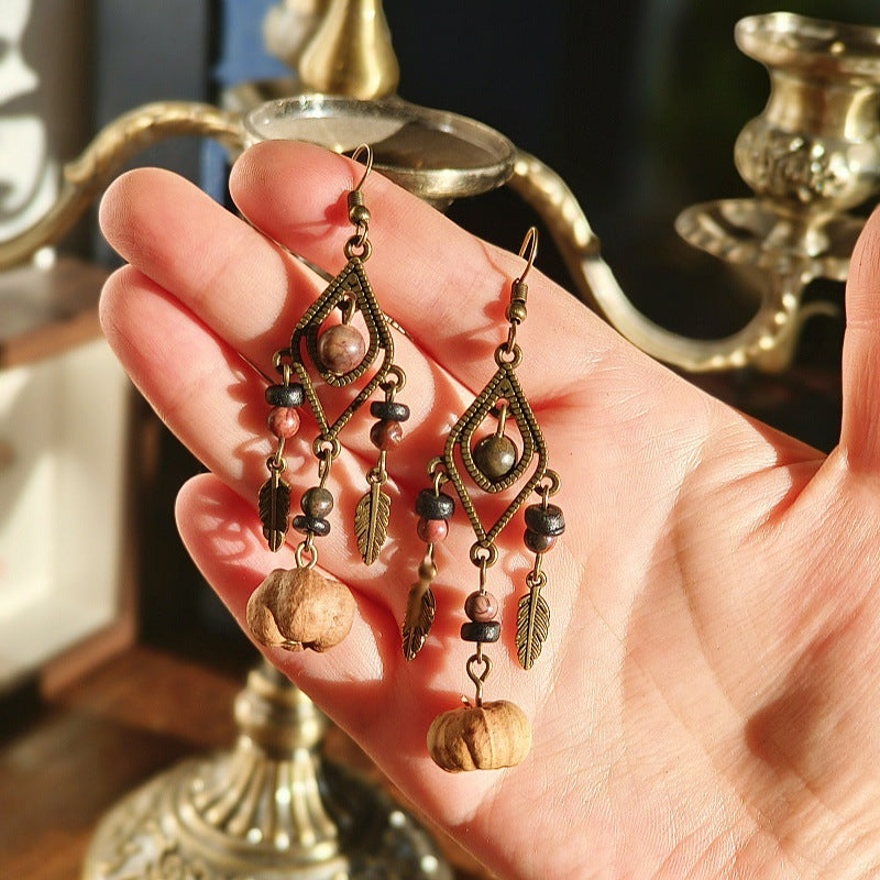 Handcrafted Vintage Geometric Feather Earrings Bohemian Style