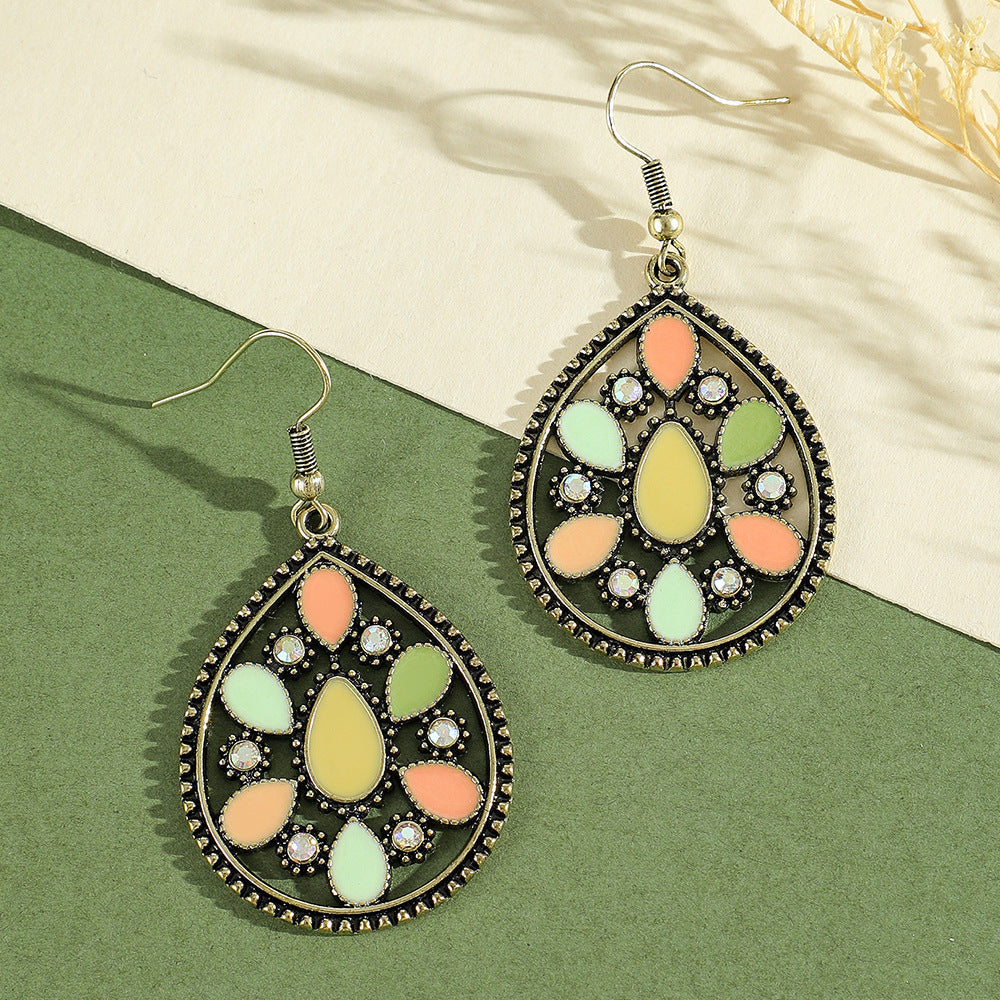 Bohemian Green Forest Earrings Set Artistic Vintage Style Geometric Accessories