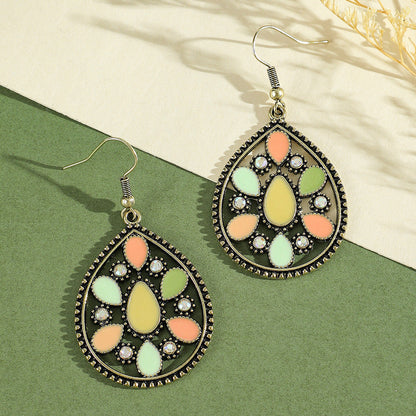 Bohemian Green Forest Earrings Set Artistic Vintage Style Geometric Accessories