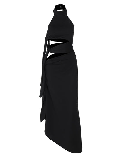 Backless Halter Long Maxi Dress with Cutout Design
