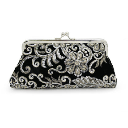 Vintage Sequin Evening Clutch Bag Velvet Cocktail Purse