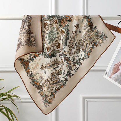Double Sided Print Soft Square Silk Scarf
