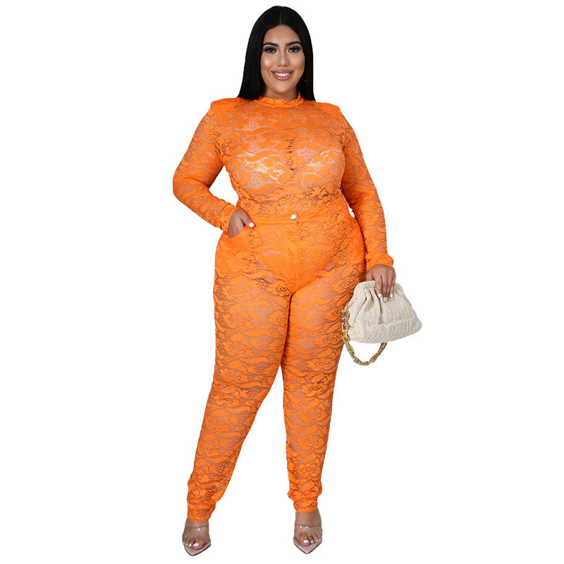 Sheer Lace 2-Piece Set Sexy Nightclub Outfit For Women