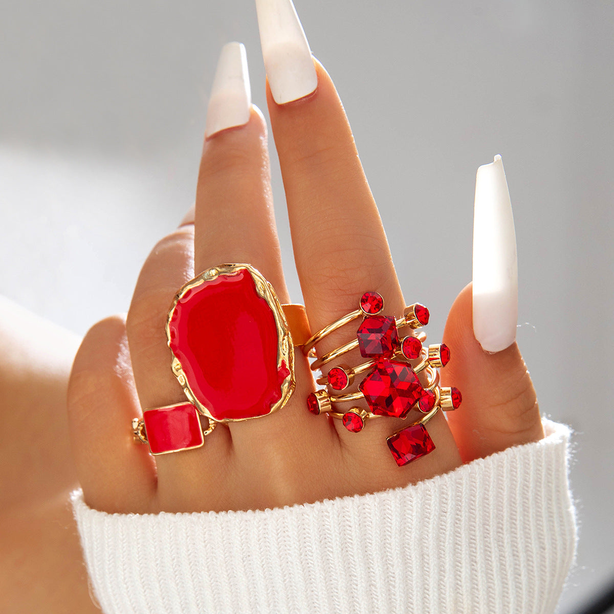 Geometric Alloy Adjustable Ring Vintage Style Jewelry
