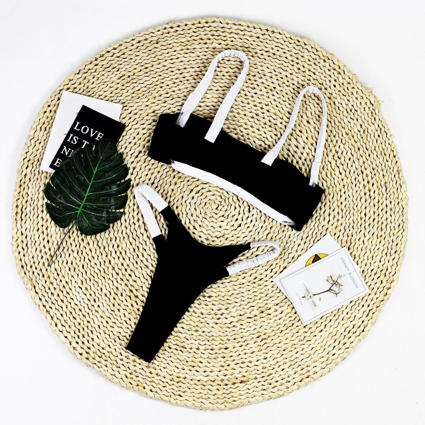 2PCS Color Block Splicing Sexy Swimwear