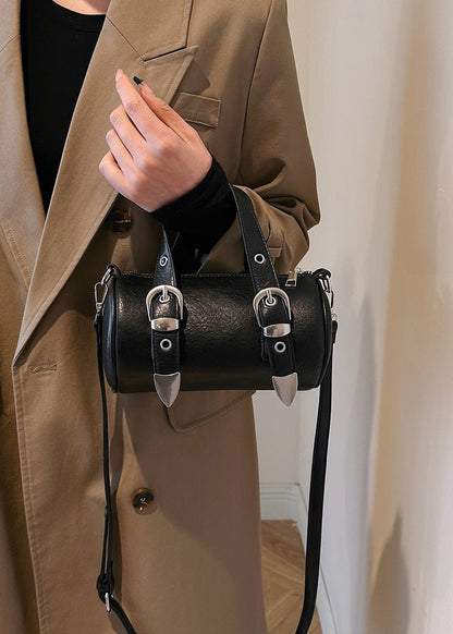 Compact Barrel Crossbody Bag In Durable PU Leather