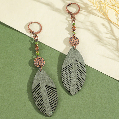 Bohemian Green Forest Earrings Set Artistic Vintage Style Geometric Accessories
