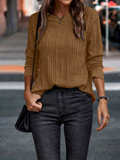 Autumn Casual Solid Color Warm Long Sleeve T-Shirt