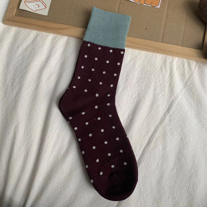 Rufia - Polka Dot Mid-Calf Socks for Autumn-Winter