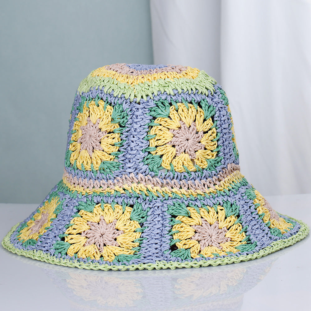 Bohemian Style Papyrus Big Eaves Sunshade Fisherman Hat Travel Sunscreen Sun Hat Beach Hat