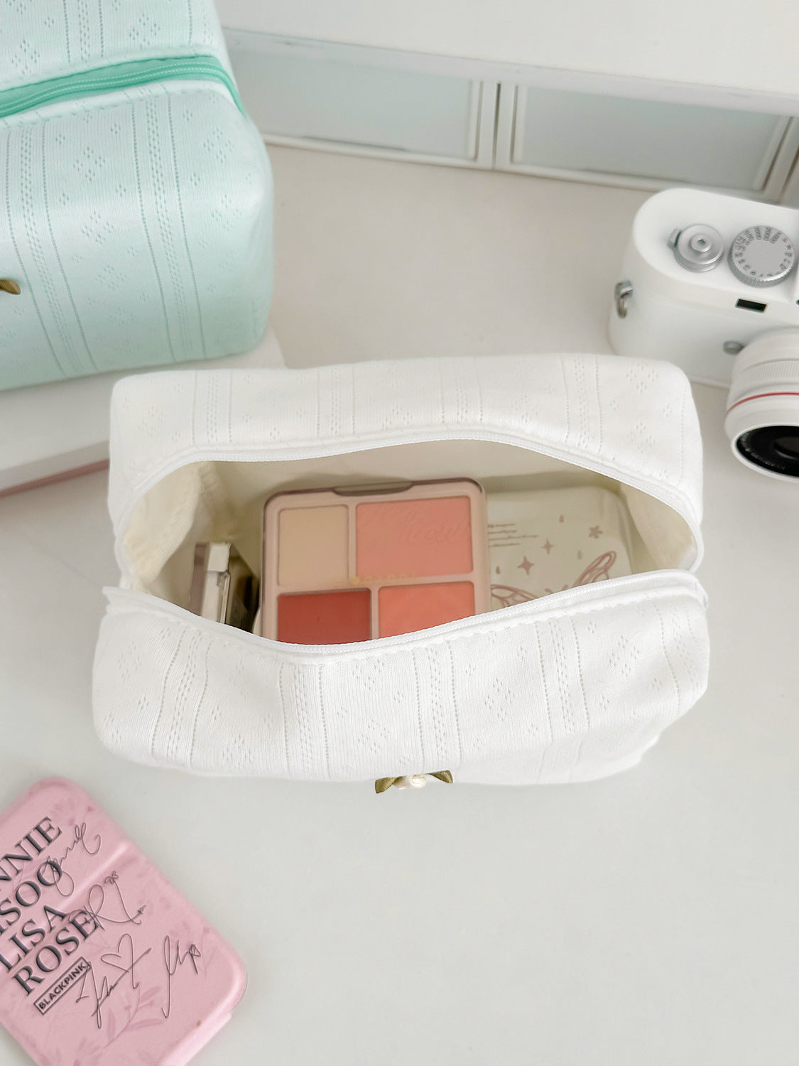 Large Capacity Knitted Cotton Octagonal Makeup Bag for Daily Use