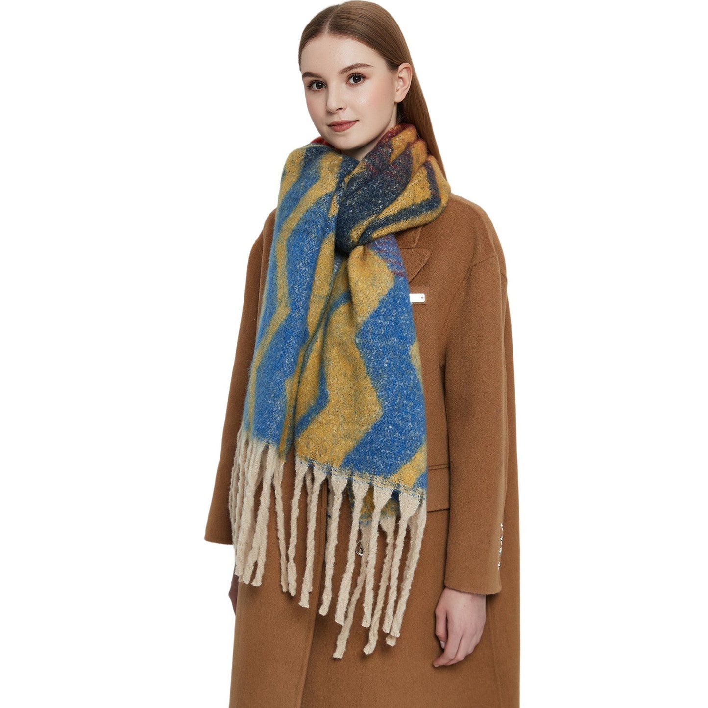 Gradient Color Print Tassel Scarf