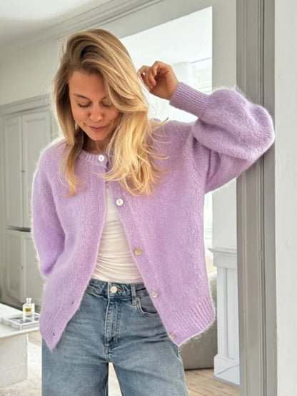 Pastel Color Knit Cardigan Women Comfortable Casual Sweater