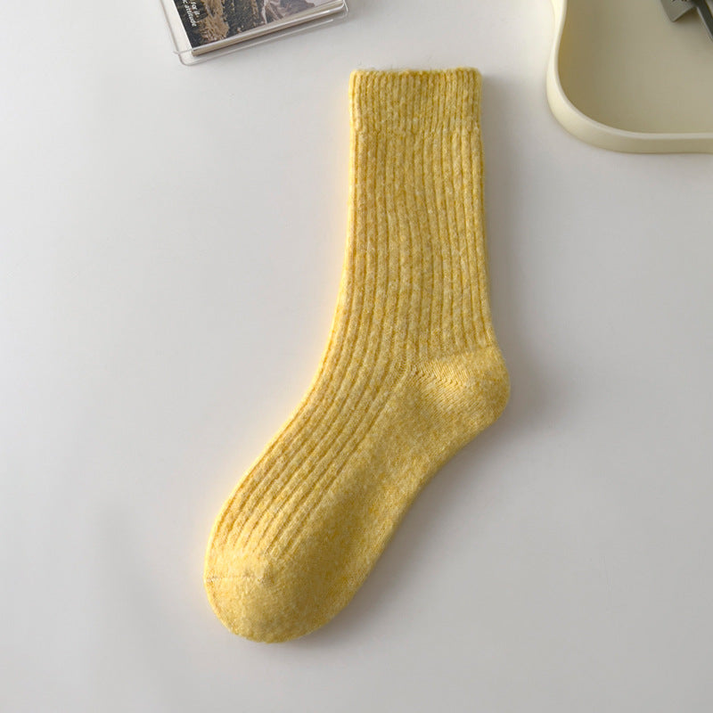 Vintage Thicken Warm Wool Solid Crew Socks