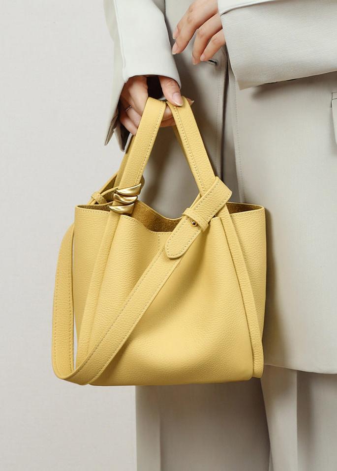 Bucket Tote Genuine Leather Elegant Contemporary Design