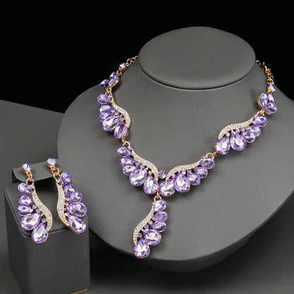 Luxury Drop-Shaped Gemstone Necklace and Earring Set for Formal Events