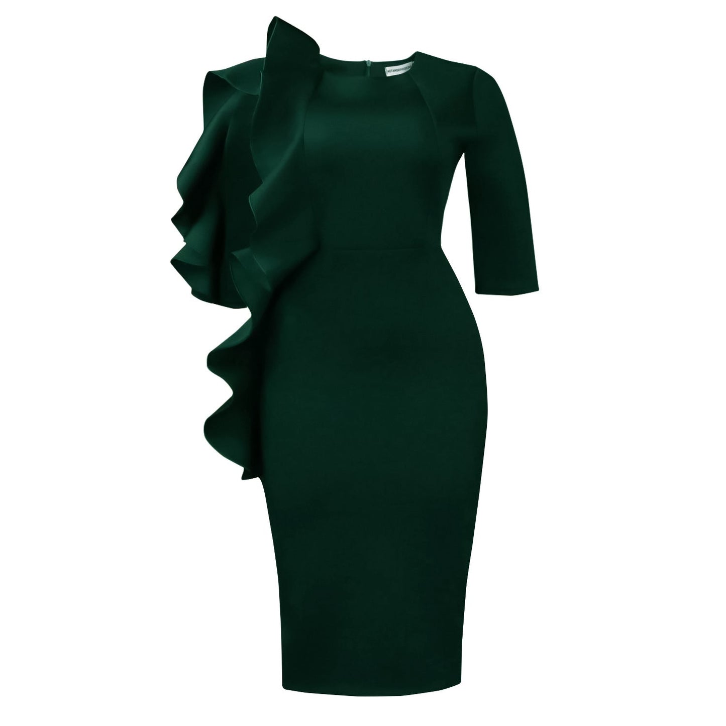 Elegant Ruffle Hem Midi Dress With Short Sleeves