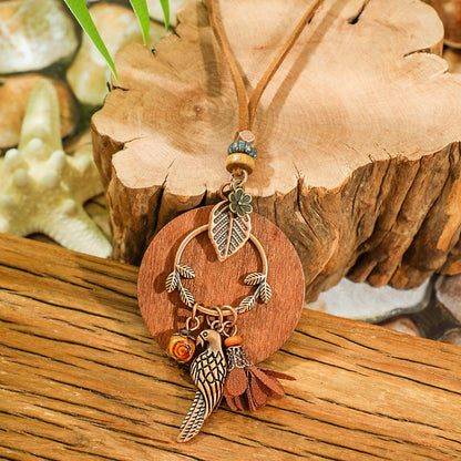 Bohemian Dreamcatcher Tassel Earrings and Wooden Necklace Set
