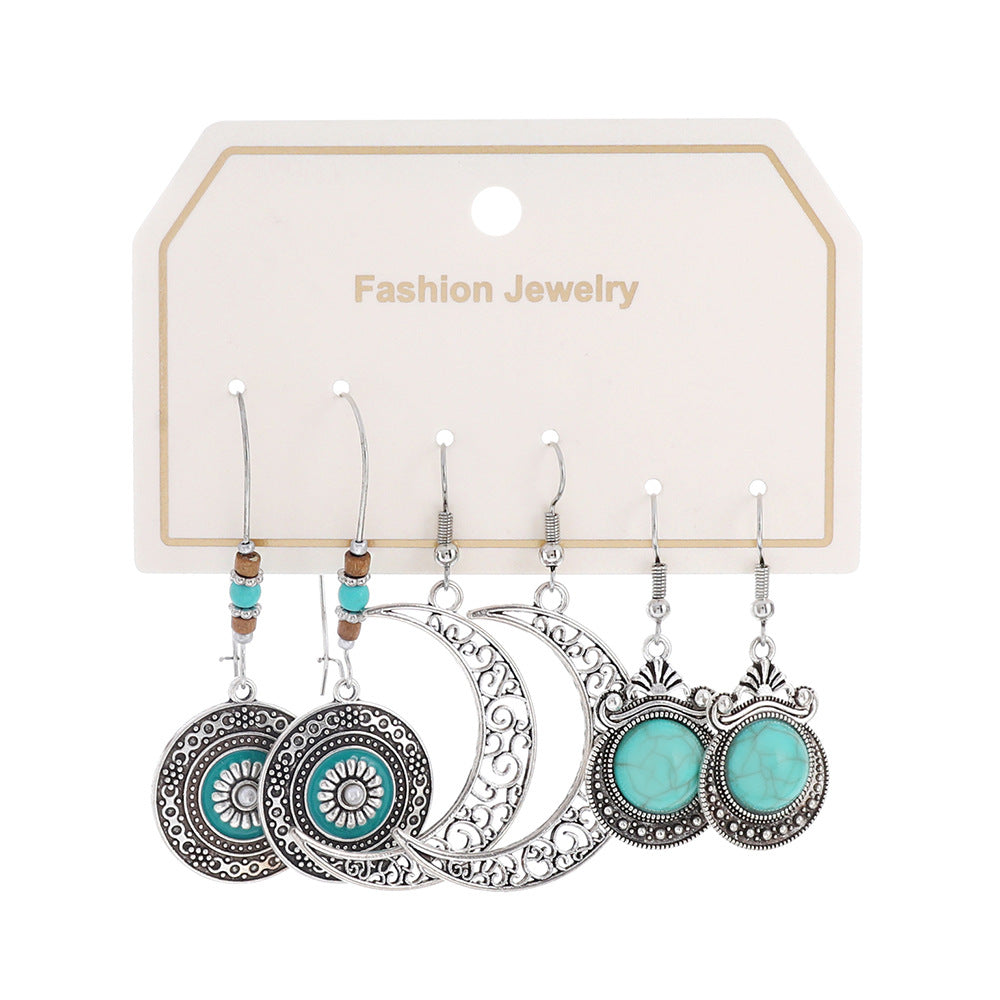 Bohemian Turquoise Tassel Earrings Vintage Alloy Jewelry