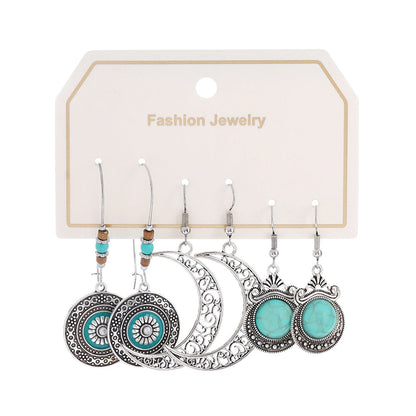 Bohemian Turquoise Tassel Earrings Vintage Alloy Jewelry