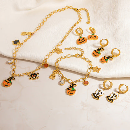 DIY Stainless Steel Halloween Necklace Bracelet Earring Set