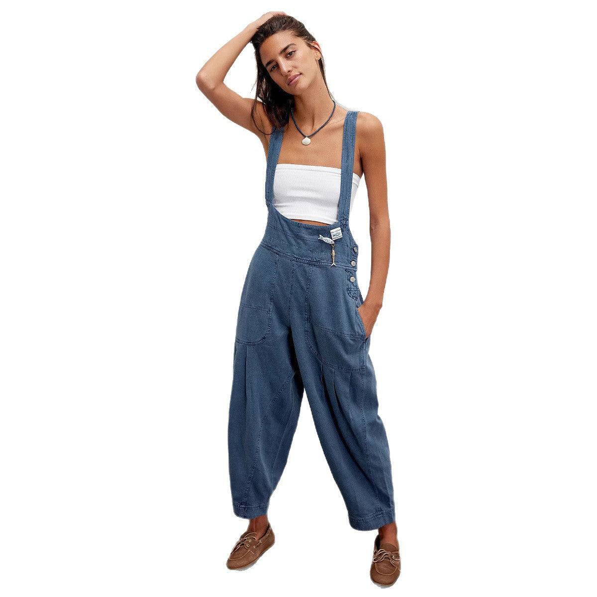 Casual Denim Overalls with Side Pockets