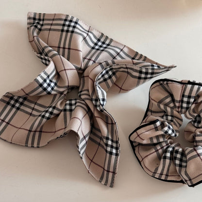 Vintage Plaid Square Elastic Hair Scrunchies