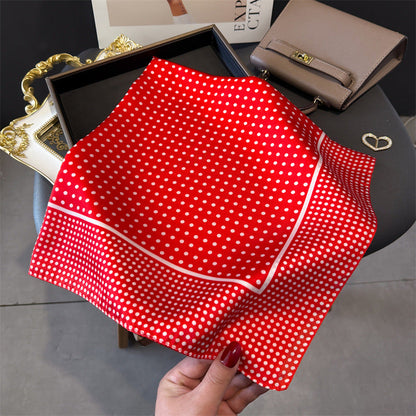 Simple Polka Dot Square Silk Scarf