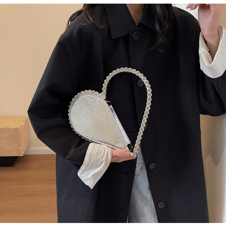 Love Shaped Rhinestone Elegant Party Handbag